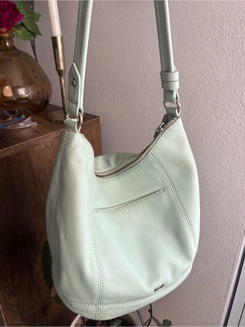 The Sak sequoia Mint Leather Shoulder Hobo Bag